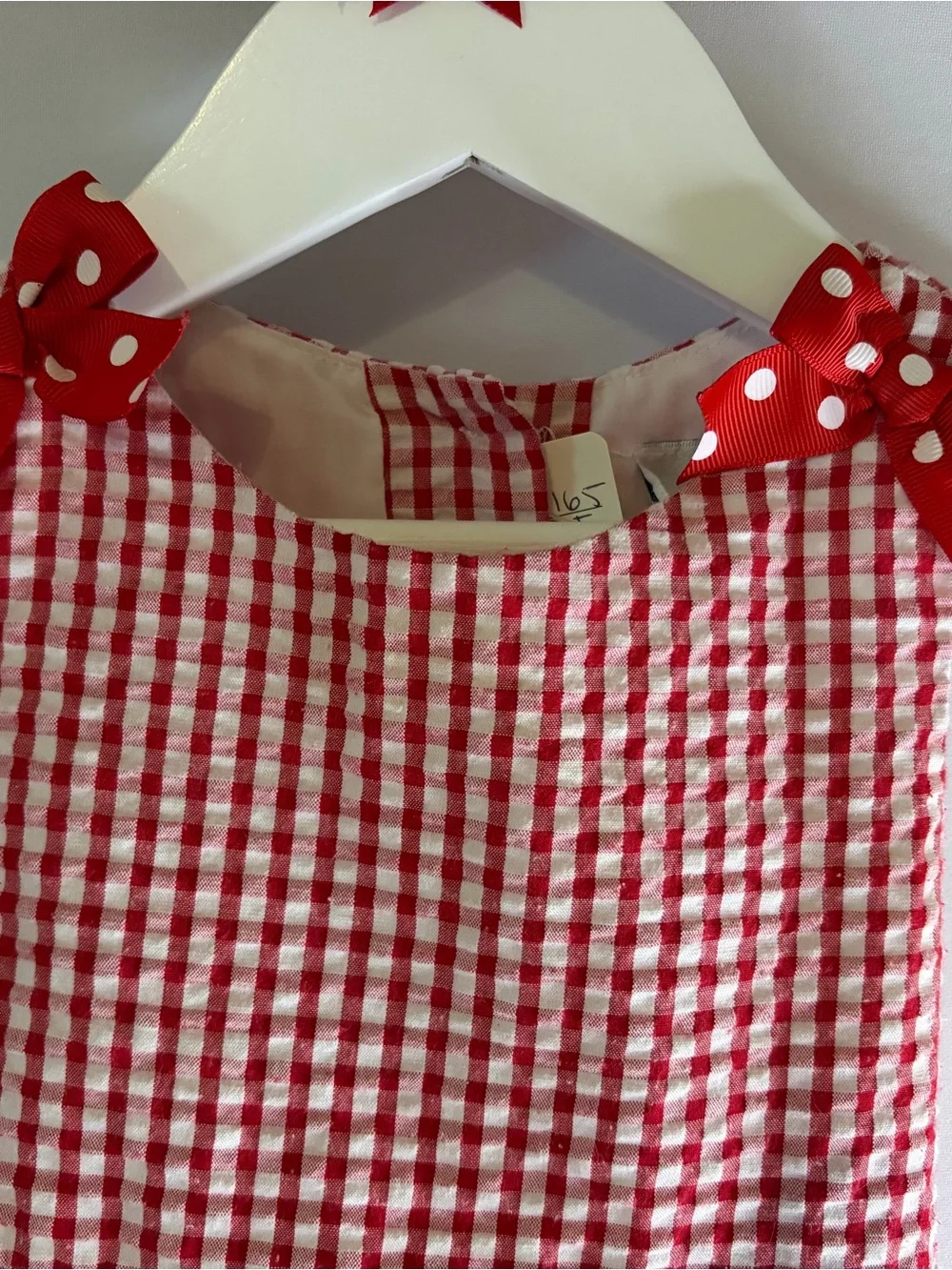 Rare Editions Girls 2T Red Gingham Strawberry Dress Hair Bow EUC